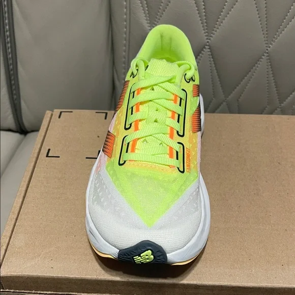 New Balance FullCell Super Lime Green White Orange Pink Performance Running Shoe - Picture 4 of 10